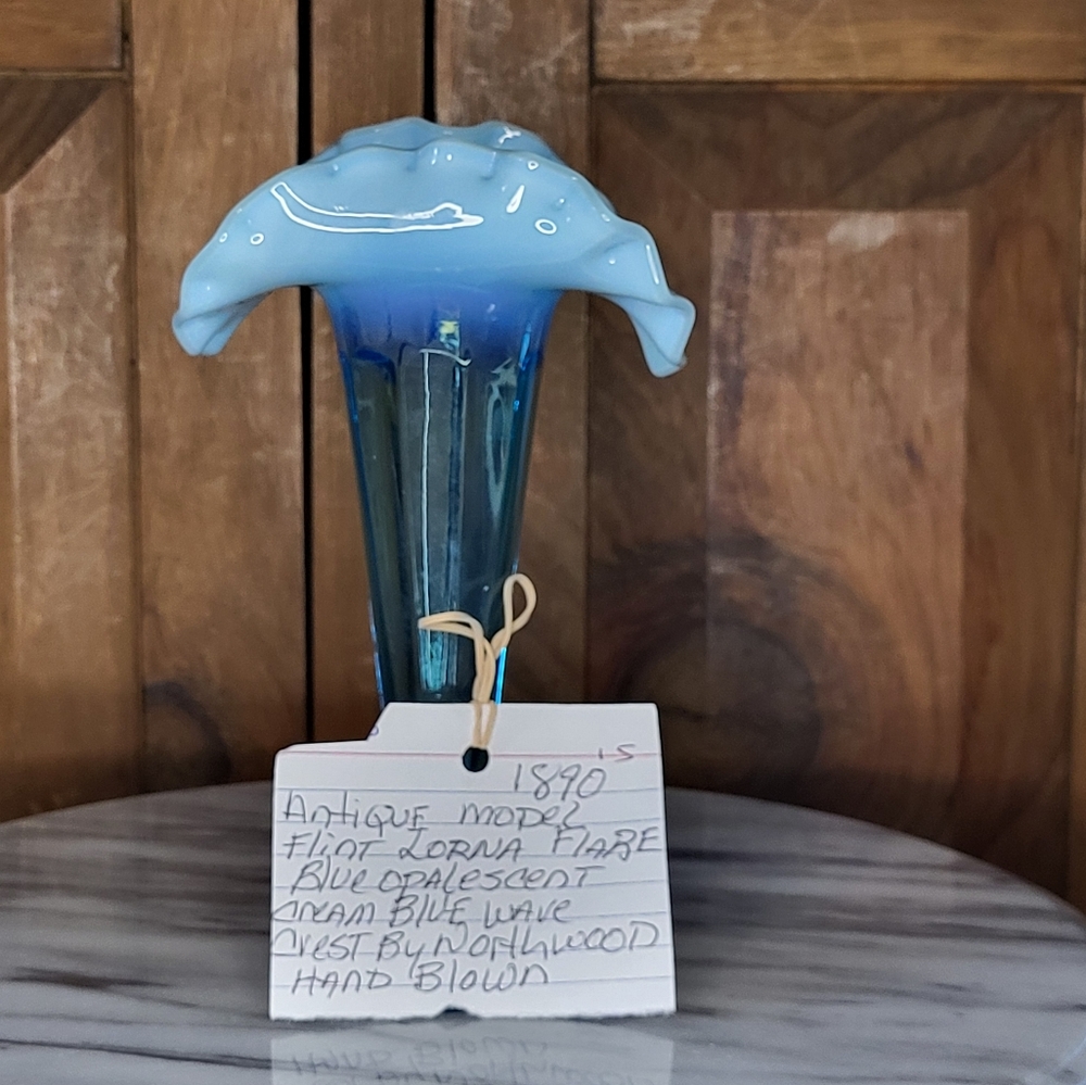 Antique Blue Glass Vase - Picture 14 of 14